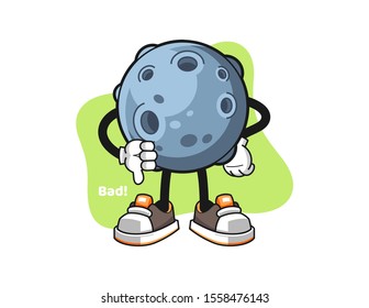 Asteroid thumbs down cartoon. Mascot Character vector.