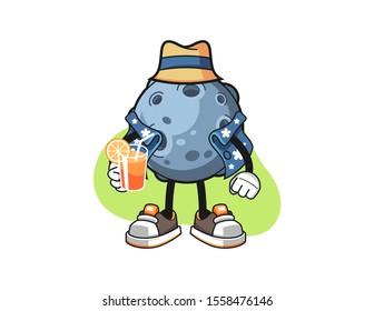 Asteroid vacation cartoon. Mascot Character vector.