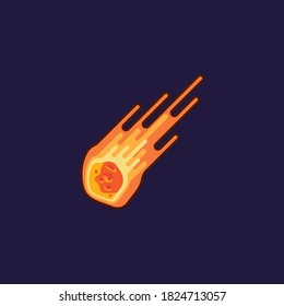 Ilustración vectorial asteroide para el Día del Meteoro el 30 de junio. Símbolo de color de cometa.
