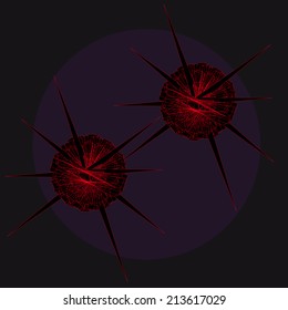 Asteroids, abstract drawing