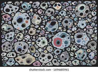 Asteroids Belt Small Planets Cosmic Bodies Set