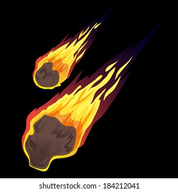 Asteroids or comet impact on planet earth vector