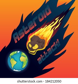 Asteroids or comet impact on planet earth vector
