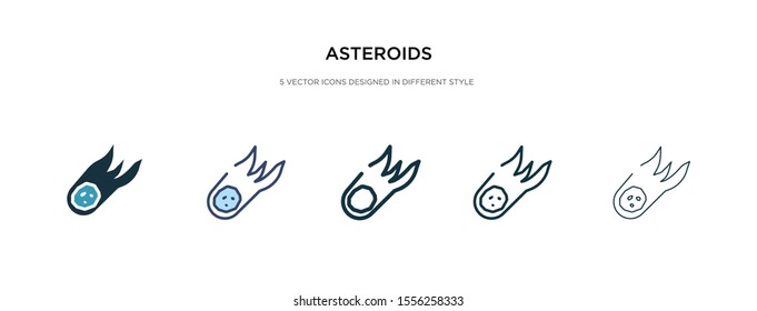 asteroids icon in different style vector illustration. two colored and black asteroids vector icons designed in filled, outline, line and stroke style can be used for web, mobile, ui