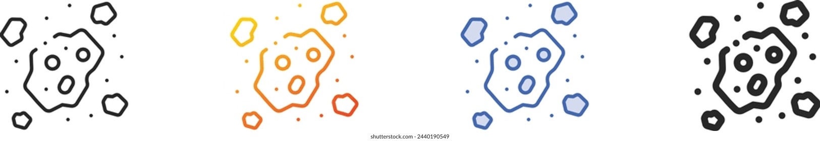 asteroids icon.Thin Linear, Gradient, Blue Stroke and bold Style Design Isolated On White Background