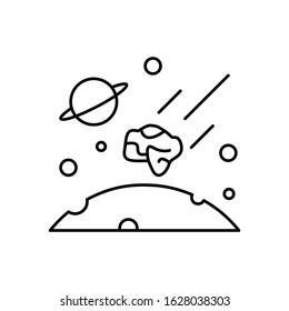 Asteroids in space, moon icon. Simple line, outline vector elements of interplanetary colonization icons for ui and ux, website or mobile application