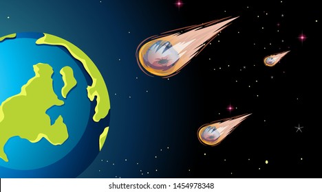 Asteroids space scene background illustration