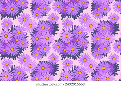 Asters Floral Seamless Pattern.  Vector Illustration design for background or wallpaper