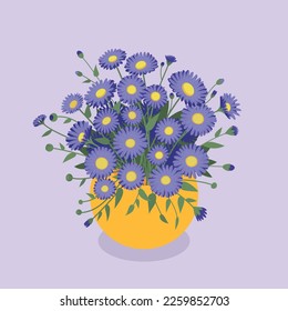 asters in a pot vector clip art