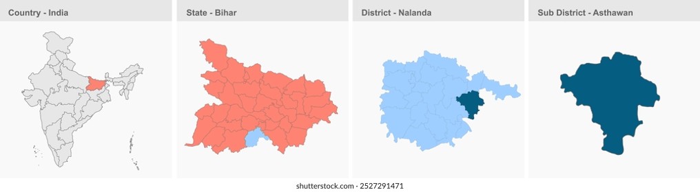 Asthawan map (District Nalanda,State Bihar, Republic of India), Nalanda District, Bihar State, Republic of India, Government of Bihar, Indian territory, Eastern India, politics, village, tourism