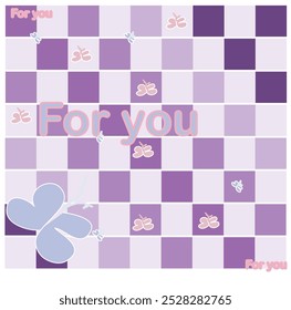 Asthetic purple background, illustration of a butterfly