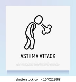 Asthma Attack Thin Line Icon. Shortness Breathing. Symptom Of Respiratory Disease. Modern Vector Illustration.