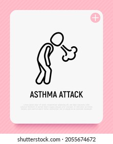 Asthma Attack Thin Line Icon. Shortness Breathing. Symptom Of Respiratory Disease. Modern Vector Illustration.