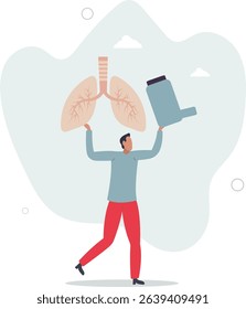 Asthma chronic disease with medical breathing problems.Allergic pollen symptoms with bronchial chest pain and spray for normal airways . character life .