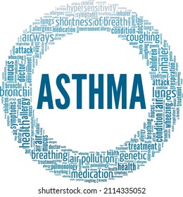 Asthma konzeptionelle Vektorgrafik Wort Cloud einzeln auf weißem Hintergrund.