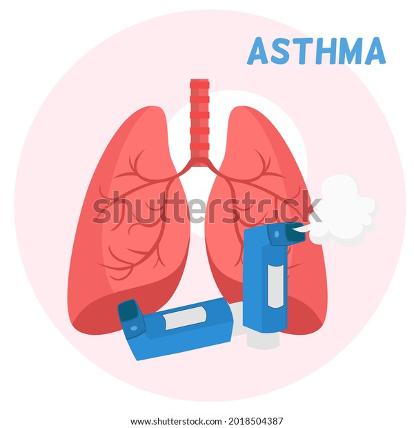 Asthma Cures Concept Big Lungs Inhaler Stock Vector (Royalty Free ...