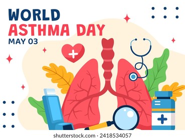 Asthma Day Social Media Background Flat Cartoon Hand Drawn Templates Illustration