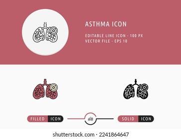 Asthma Icon Isolated on White Background. Lung Allergy Symptoms Thin Line Symbol Stock Vector Illustration For Mobile App And Web Design.