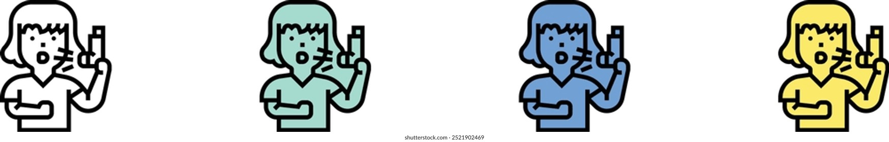 asthma icon. Outline, Green, Blue and Yellow Style Design Isolated On White Background