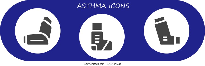 asthma icon set. 3 filled asthma icons.  Simple modern icons about  - Inhaler