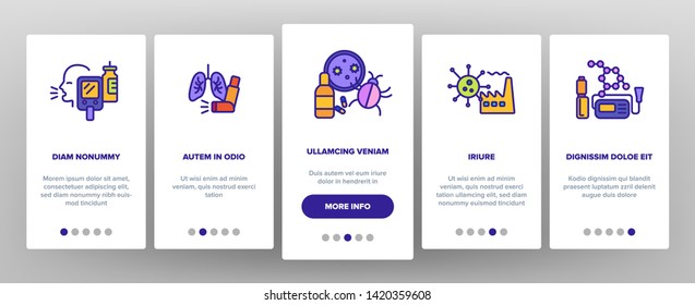 Asthma Illness Vector Onboarding Mobile App Page Screen. Asthma Medical Condition Symptoms. Asthmatic Disease Reasons, Treatment. Viruses Affecting Lungs, Respiratory System Illustration