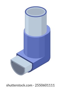 Asma inhalar isométrica. Icono realista del aerosol del asma. Dispositivo médico para el tratamiento de enfermedades respiratorias, gripe. Inhalador para el asma aislado en el fondo blanco