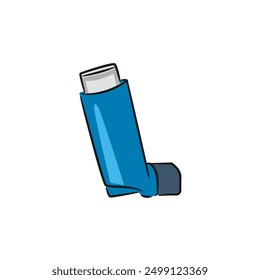 Asthma inhaler, cartoon style illustration isolated on white background. Vector