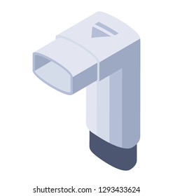 Asthma inhaler con in isometric style