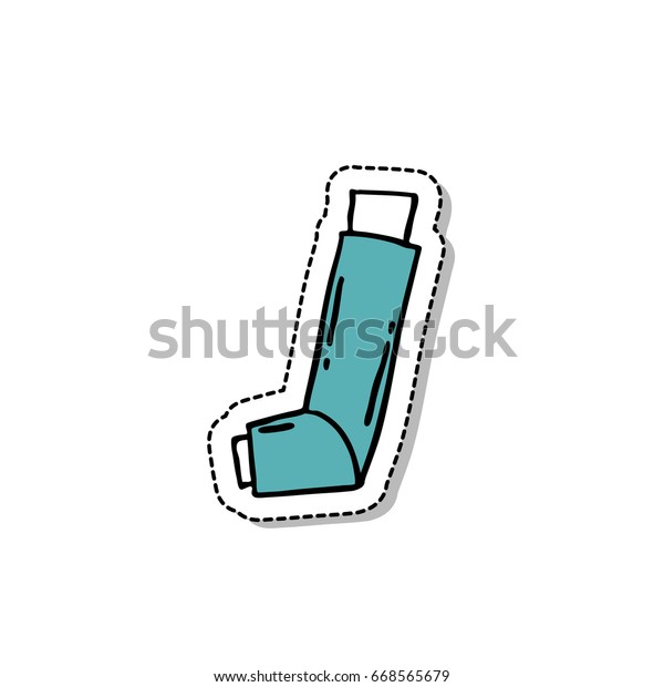 Asthma Inhaler Doodle Icon Sticker Stock Vector (Royalty Free ...