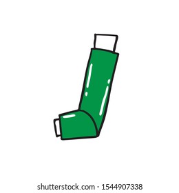 asthma inhaler doodle icon, vector illustration