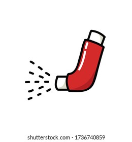 asthma inhaler doodle icon, vector illustration
