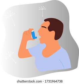 
Asthma Inhalator hilft allergischen Menschen. Allergie, Asthma. Inhalationsmedizin. . Der Mensch benutzt ein Inhalator gegen den Angriff. Bronchiales Asthma.