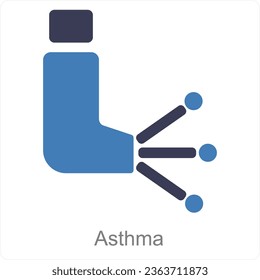 Asthma and inhaler icon concept