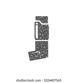 Asthma inhaler icon in grunge texture. Vintage style vector illustration.
