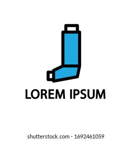 icono de la línea del inhalador de asma, ilustración vectorial