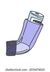 asthma inhaler simple drawing. doodle sketch vector image