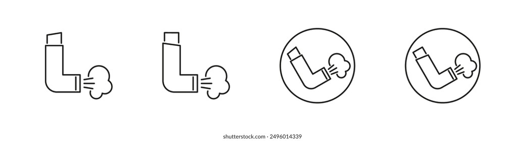 Asthma inhaler vector icons. Lung medical inhalers icon set.