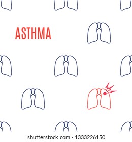 Asthma lung disease poster made in linear style on white background. Medical concept. Vector illustration.