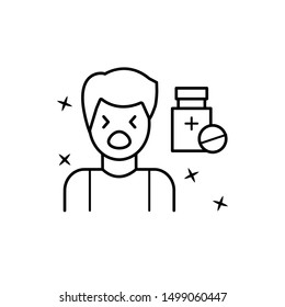 Asthma, man, cough icon. Element of allergy icon