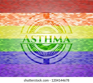 Asthma on mosaic background with the colors of the LGBT flag