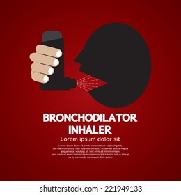 Asthma Patient Using Bronchodilator Inhaler Vector Illustration