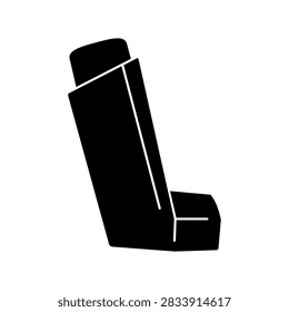 An asthma puffer or asthma inhaler side on icon black fill vector
