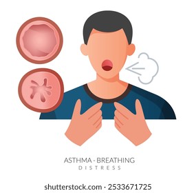 Asthma - Kurzatmigkeit, Keuchen und Husten - Stockillustration als EPS 10 File