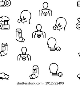 Asthma Sick Allergen Seamless Pattern Vector Thin Line. Illustrations
