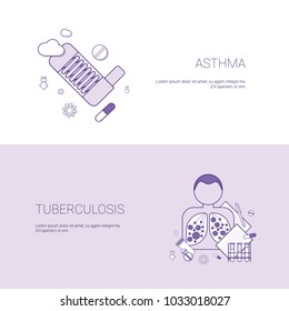 Asthma And Tuberculosis Diseases Concept Template Web Banner With Copy Space Vector Illustration