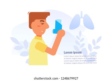Asthma Vector. Cartoon. Isolated art on white background. Flat