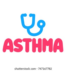 Asthma. Vector hand drawn illustration on white background.