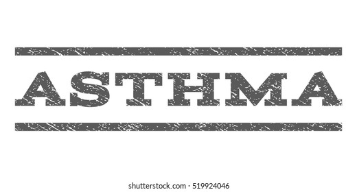 Asthma watermark stamp. Text caption between horizontal parallel lines with grunge design style. Rubber seal stamp with unclean texture. Vector grey color ink imprint on a white background.