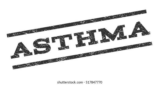 Asthma watermark stamp. Text tag between parallel lines with grunge design style. Rubber seal stamp with unclean texture. Vector gray color ink imprint on a white background.