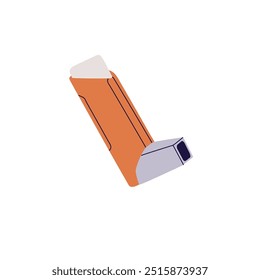 Asthmatic inhaler icon. Medical pump, aerosol to breathing assistance. Spray to help during allergy attack. Equipment, tool to inhale oxygen. Flat isolated vector illustration on white background